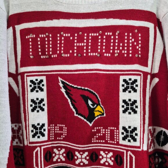 NFL Team Apparel Mens L Arizona Cardinals Light Up Long Sleeve Sweater Red White - Picture 7 of 17